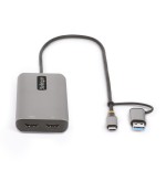 Adaptador startech.com usb-c multiport w/attached usb-c to usb-a dongle, dual hdmi (4k30hz/1080p60hz), 3x usb-a, mini lapt