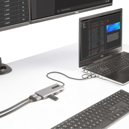Adaptador startech.com usb-c multiport w/attached usb-c to usb-a dongle, dual hdmi (4k30hz/1080p60hz), 3x usb-a, mini lapt