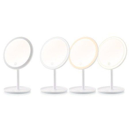 Eta eta135490000 espejo cosmético led 2 en 1, diámetro 200 mm, carga usb c, blanco