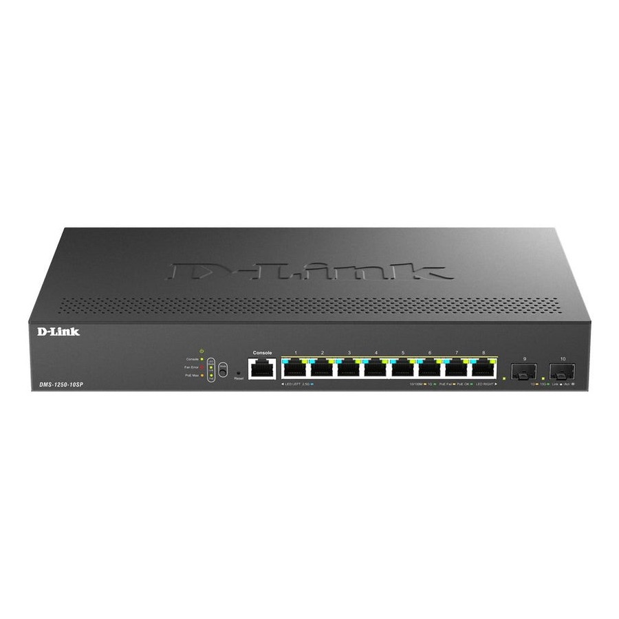 Switch gestionable d-link dms-1250-10sp 8x multigigabit 2.5g poe+ 2x10g sfp+ 240w