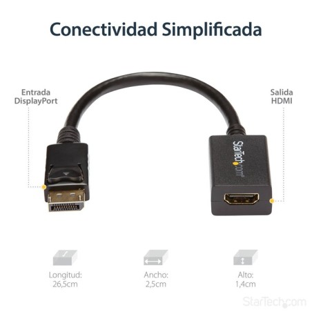 Startech adaptador displayport a hdmi m/h 1920x1200 pasivo dp2dvi2