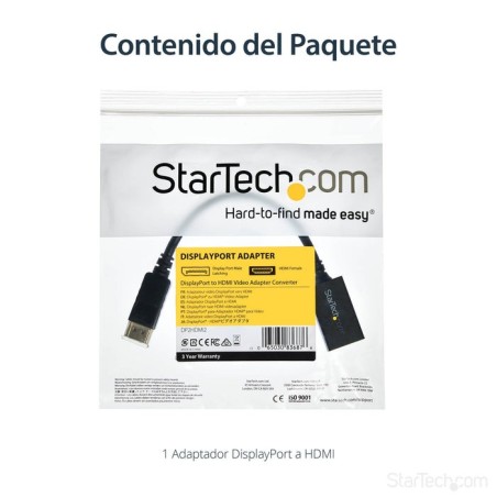 Startech adaptador displayport a hdmi m/h 1920x1200 pasivo dp2dvi2