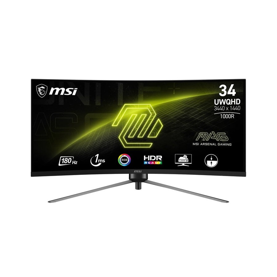 Msi mag 345cqrde, monitor gaming 86 cm 34", negro, uwqhd, va, curvo, ai-vision, panel 180hz 9s6-3dd14h-003
