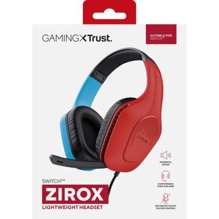 Auriculares gaming con micrófono trust gaming gxt 416s zirox jack 3.5 azules y rojos