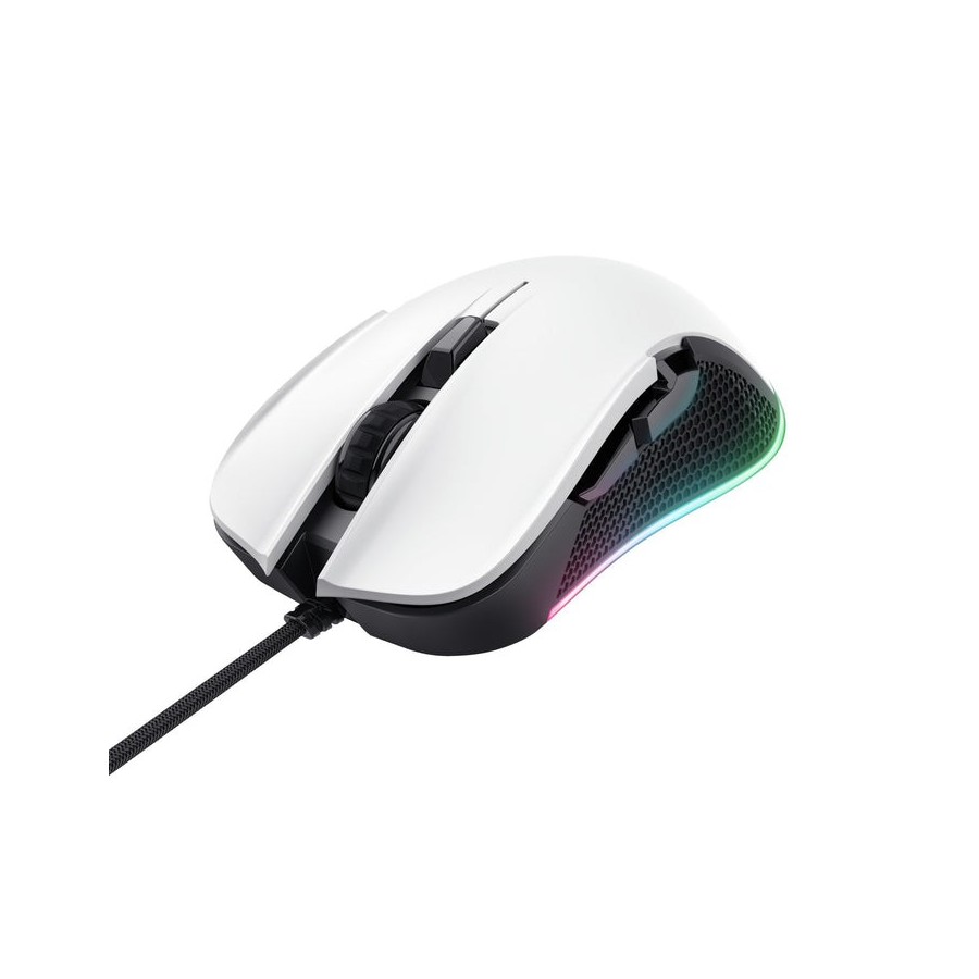 Raton gaming gxt922 ybar blanco/negro rgb trust hasta 7200ppp/ iluminación led rgb/ 6 botones programables