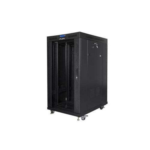 Lanberg ff01-8022-12bl free-standing rack 19" self-assembly flat pack 22u 800x1000mm negro glass door lcd