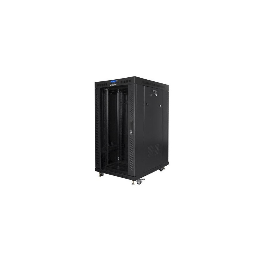 Lanberg ff01-8022-12bl free-standing rack 19" self-assembly flat pack 22u 800x1000mm negro glass door lcd