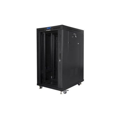 Lanberg ff01-8022-12bl free-standing rack 19" self-assembly flat pack 22u 800x1000mm negro glass door lcd