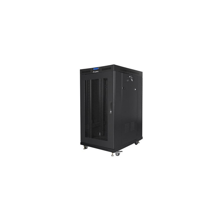 Lanberg ff01-8022-23bl free-standing rack 19" self-assembly flat pack 22u 800x1000mm negro mesh door lcd