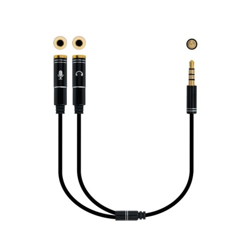 Nanocable cable adaptador audio jack 3.5mm macho 4 pines a 2x jack 3.5mm hembra 3 pines 0.30m - negro