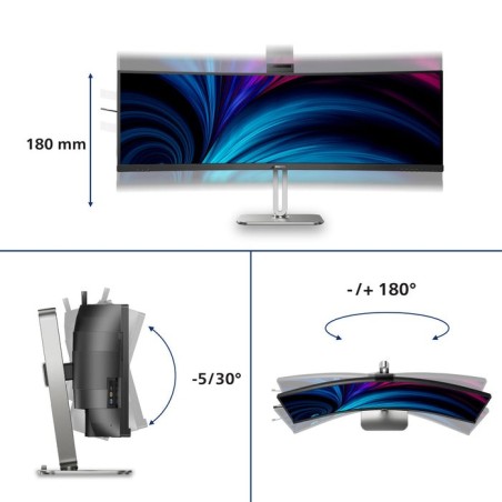 Monitor  philips 49b2u6903ch 00 48.8" 5120x1440 va curved h a 170mm superwide usb-c 75hz dp 2xhdmi usb hub speakers webcam