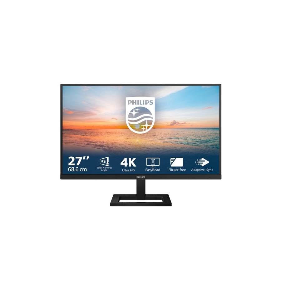 Monitor philips 27e1n1900ae 00 27" ips 4k uhd 60hz 350cd m2 4ms 2xhdmi2.0 usb tipo c pd65w usb hub speakers height adj.