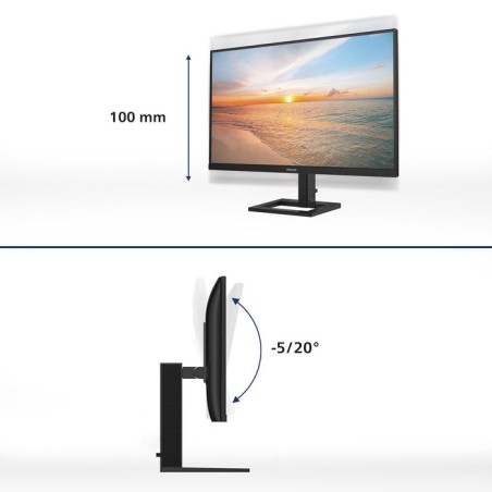Monitor philips 27e1n1900ae 00 27" ips 4k uhd 60hz 350cd m2 4ms 2xhdmi2.0 usb tipo c pd65w usb hub speakers height adj.