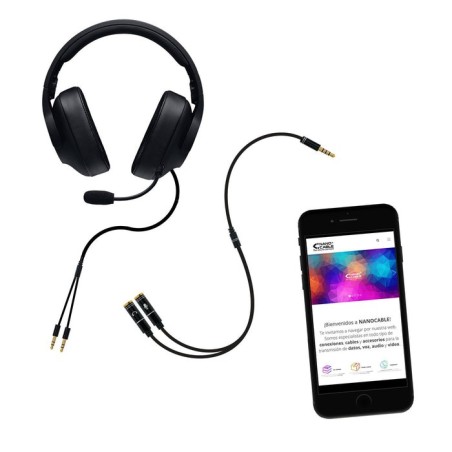Nanocable cable adaptador audio jack 3.5mm macho 4 pines a 2x jack 3.5mm hembra 3 pines 0.30m - negro
