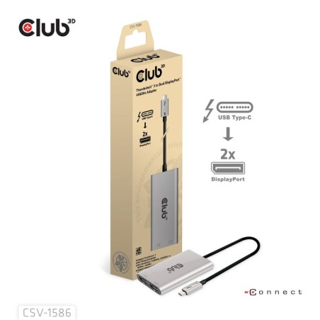 Club3d adaptador thunderbolt 3 2x dp 1.2 4k 60hz aktiv m h retail