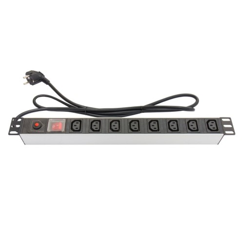 Alcasa gc-n0074 unidad de distribución de energía (pdu) 8 salidas ac 1u negro, acero inoxidable