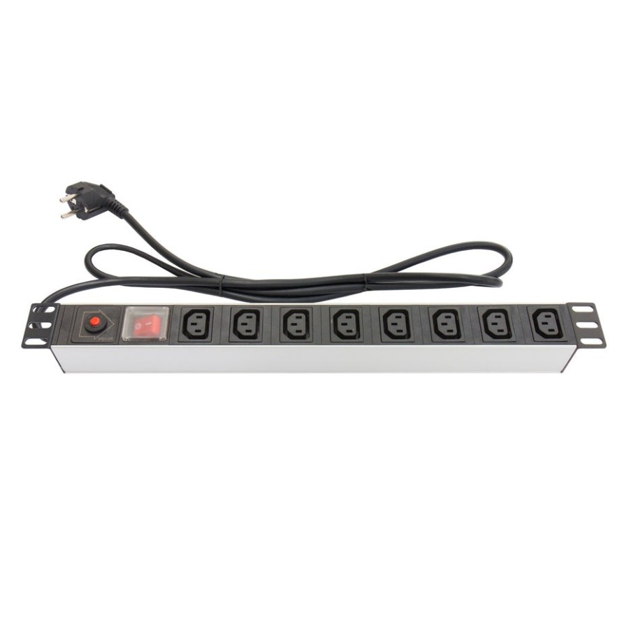 Alcasa gc-n0074 unidad de distribución de energía (pdu) 8 salidas ac 1u negro, acero inoxidable
