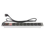 Alcasa gc-n0074 unidad de distribución de energía (pdu) 8 salidas ac 1u negro, acero inoxidable