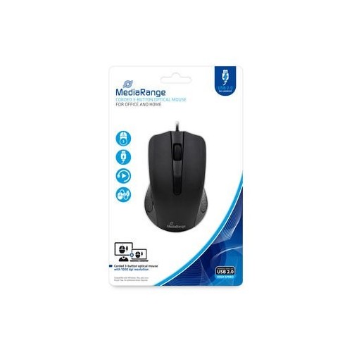 Mediarange mros210 ratón oficina mano derecha usb tipo a óptico 1000 dpi
