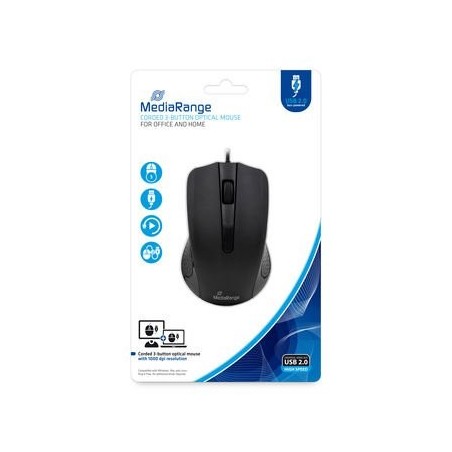 Mediarange mros210 ratón oficina mano derecha usb tipo a óptico 1000 dpi