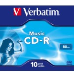 Verbatim cd-r audio 700mb 12x jewel case 10  80 minutos