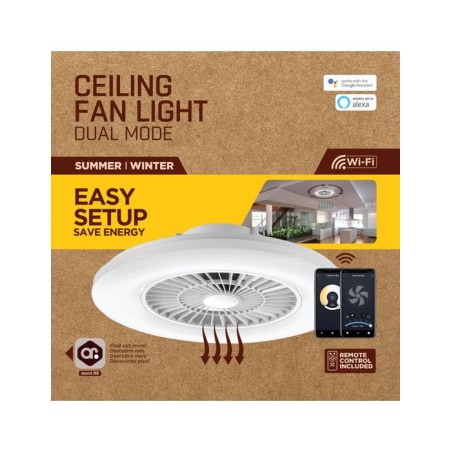 Lampara techo muvit io wifi 40w blanco + ventilador 20w