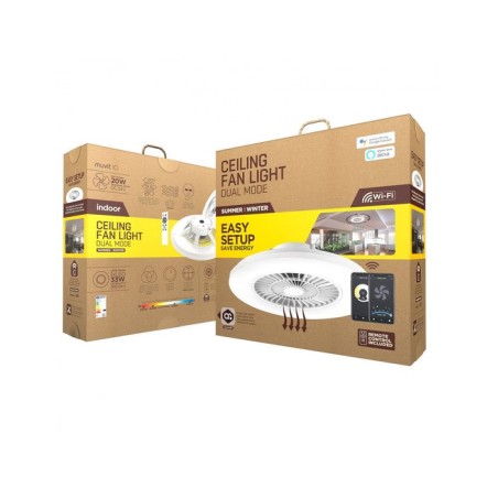 Lampara techo muvit io wifi 40w blanco + ventilador 20w