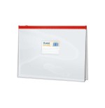 Dohe bolsa zipper folio apaisado pvc transparente 150 micras - apertura superior - cierre zip hermetico en color rojo