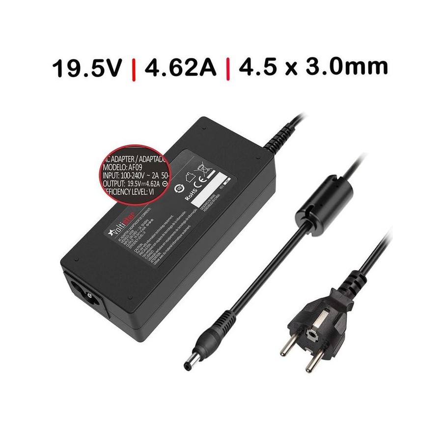 Cargador para ordenador dell optiplex 7040m 19.5v 4.62a 4.5x3.0mm