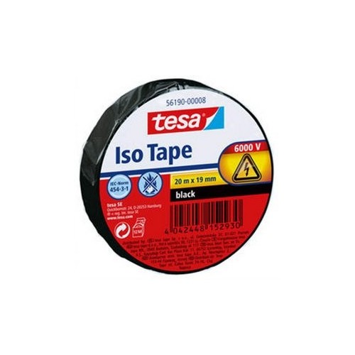 Tesa cinta aislante 19mm x 20m - fabricada en pvc - para reparar, aislar y agrupar todo tipo de cables electricos -