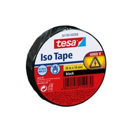 Tesa cinta aislante 19mm x 20m - fabricada en pvc - para reparar, aislar y agrupar todo tipo de cables electricos -