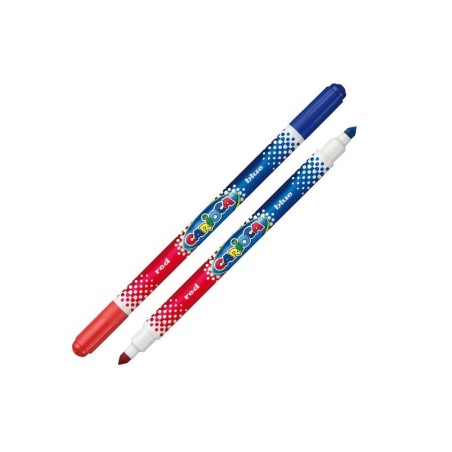 Carioca bicolor pack de 12 rotuladores - dos colores por rotulador - tinta superlavable - punta conica para doble trato