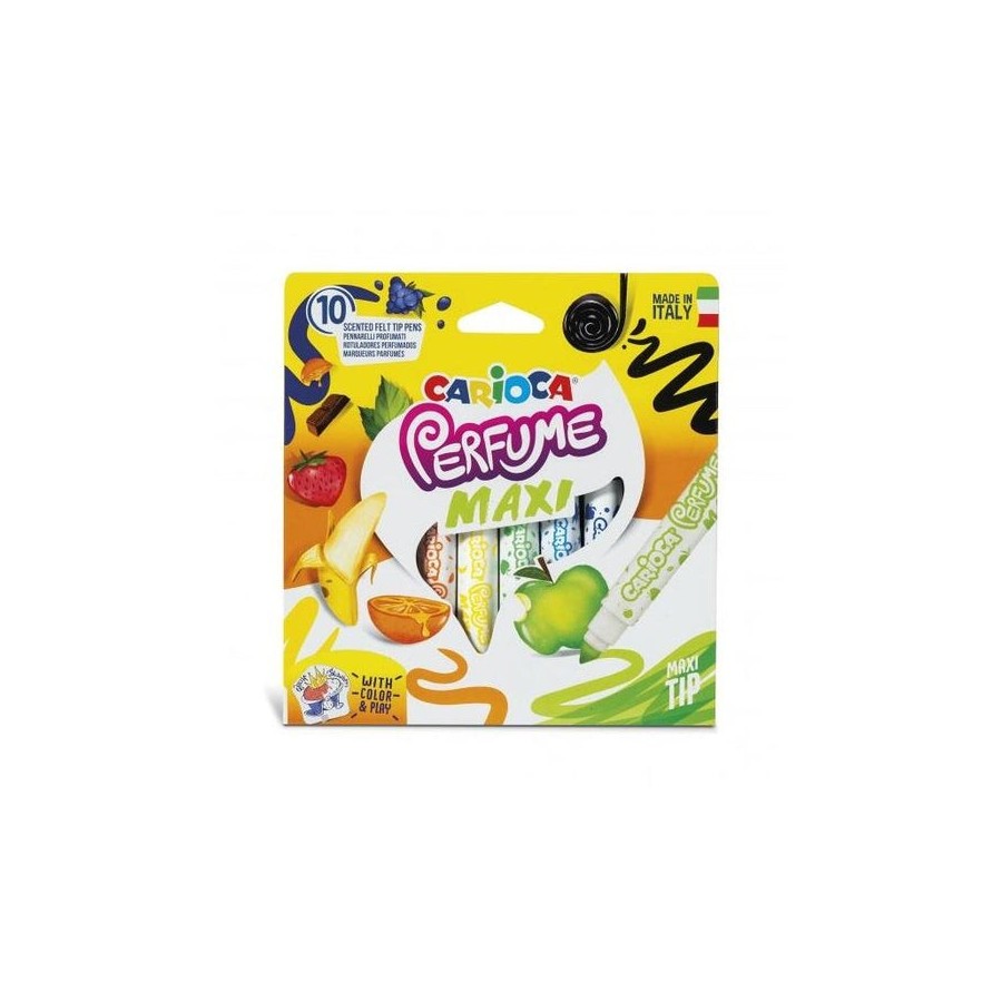 Carioca perfume maxi pack de 10 rotuladores - tinta perfumada - lavable - libre de sustancias alergenicas - aromas