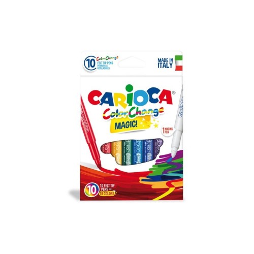 Carioca color change pack de 10 rotuladores - tinta magica cambia de color - incluye rotulador magink para dos colores