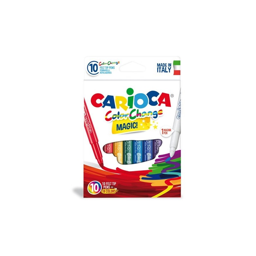 Carioca color change pack de 10 rotuladores - tinta magica cambia de color - incluye rotulador magink para dos colores