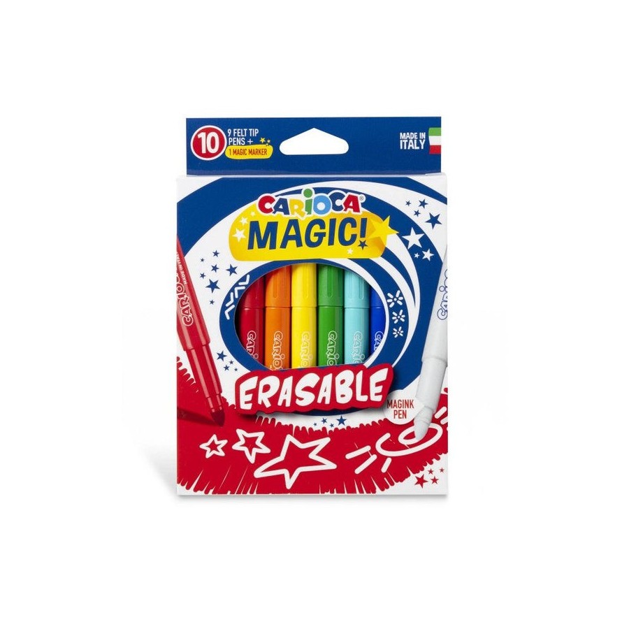 Carioca magic markers pack de 10 rotuladores magicos erasable - tinta magica cambia de color - incluye rotulador magink