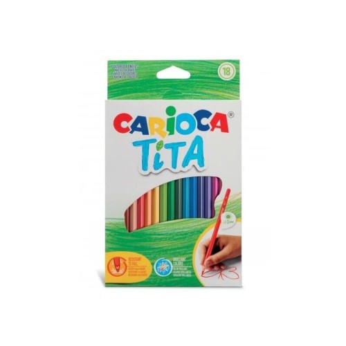 Carioca tita pack de 18 lapices de resina - cuerpo hexagonal - colores brillantes y lavables - escritura blanda - mina