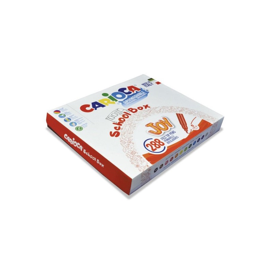 Carioca joy school box pack de 288 rotuladores - tinta superlavable - punta fina 2.8mm - bloqueada y con tapa ventilada