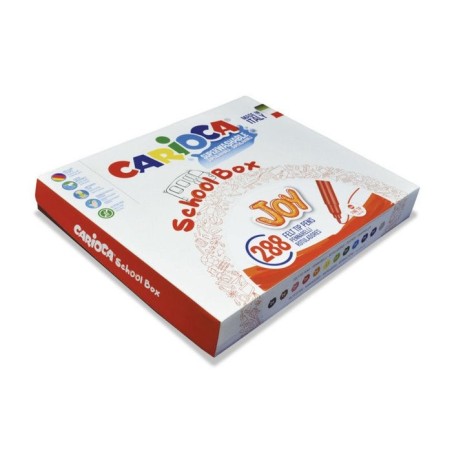 Carioca joy school box pack de 288 rotuladores - tinta superlavable - punta fina 2.8mm - bloqueada y con tapa ventilada
