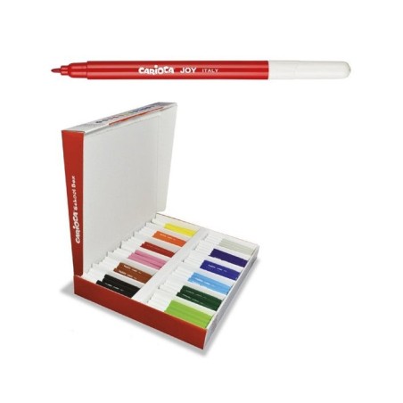 Carioca joy school box pack de 288 rotuladores - tinta superlavable - punta fina 2.8mm - bloqueada y con tapa ventilada