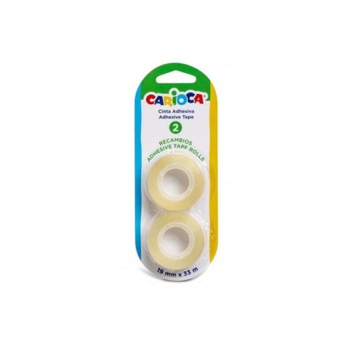 Carioca blister pack de 2 cintas adhesivas transparentes - no amarillea con el tiempo - ideal para papel y carton -