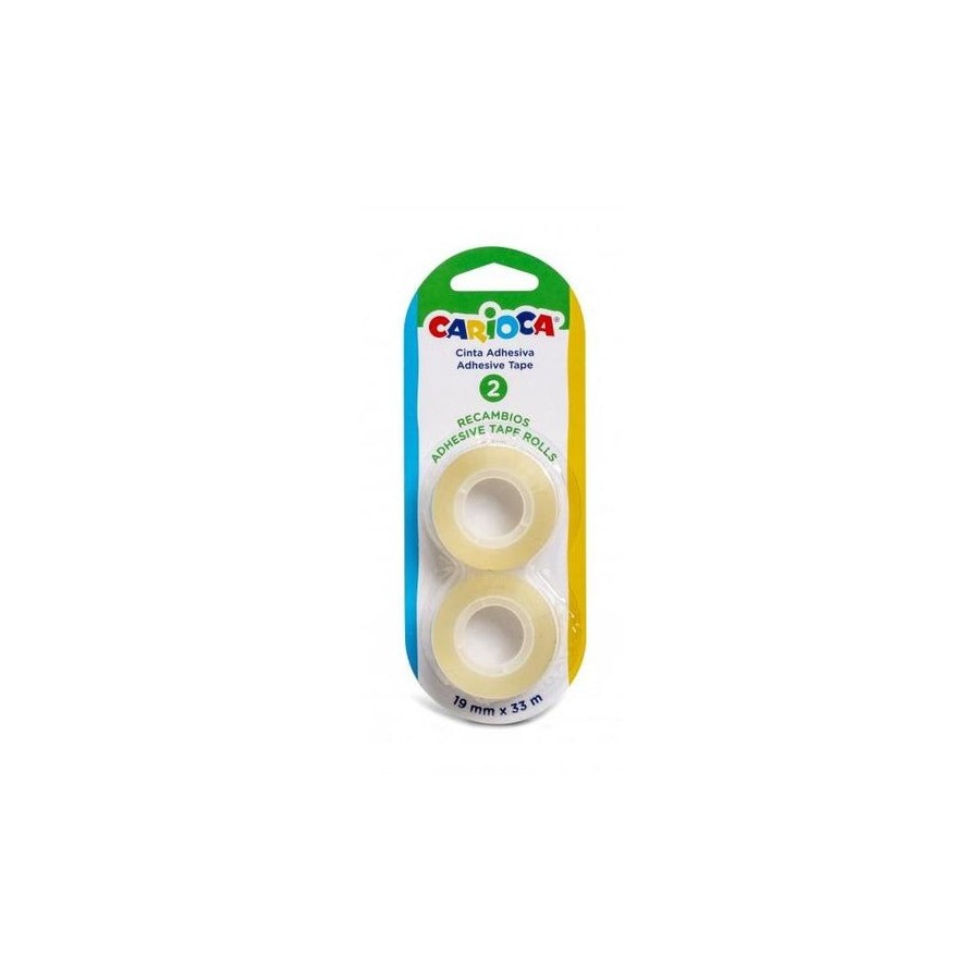Carioca blister pack de 2 cintas adhesivas transparentes - no amarillea con el tiempo - ideal para papel y carton -