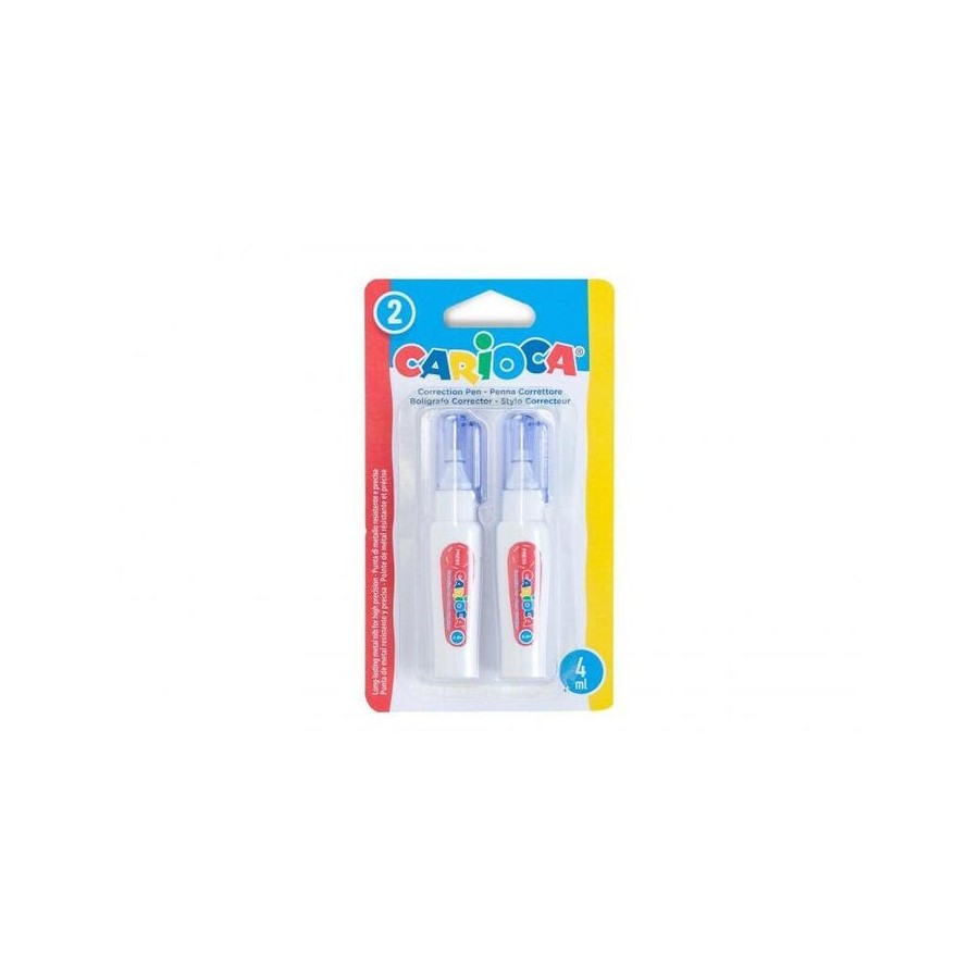 Carioca pack de 2 mini boligrafos correctores - punta de metal resistente y precisa - apto para todo tipo de papel -