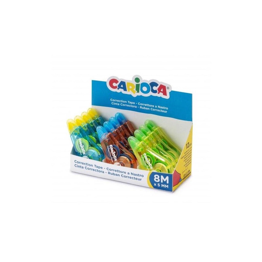 Carioca tape expositor de 12 correctores - cubriente - se puede volver a escribir enseguida - ideal para cualquier tipo