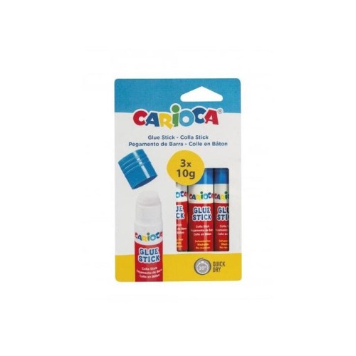 Carioca pack de 3 pegamentos de barra - ideal para casa, colegio y oficina - pega papel, fotos y tejidos - sin