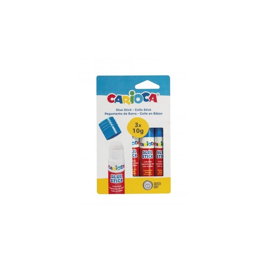 Carioca pack de 3 pegamentos de barra - ideal para casa, colegio y oficina - pega papel, fotos y tejidos - sin