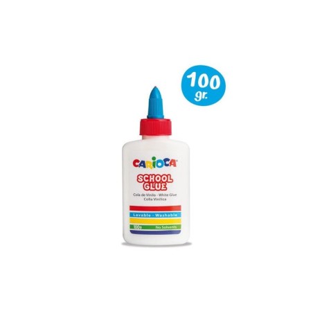 Carioca cola blanca 100gr - tapa con dispensador - apta para papel y carton - secado transparente - sin disolventes -