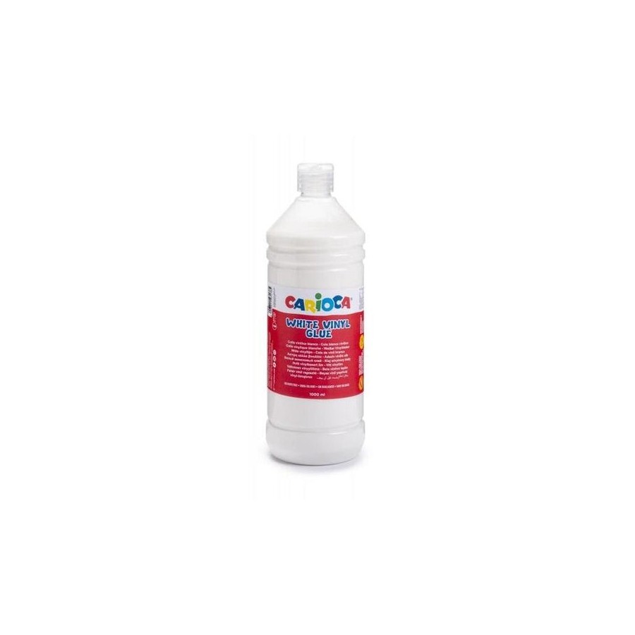 Carioca de cola blanca 1l - tapa con dispensador - apta para papel y carton - secado transparente - blanco