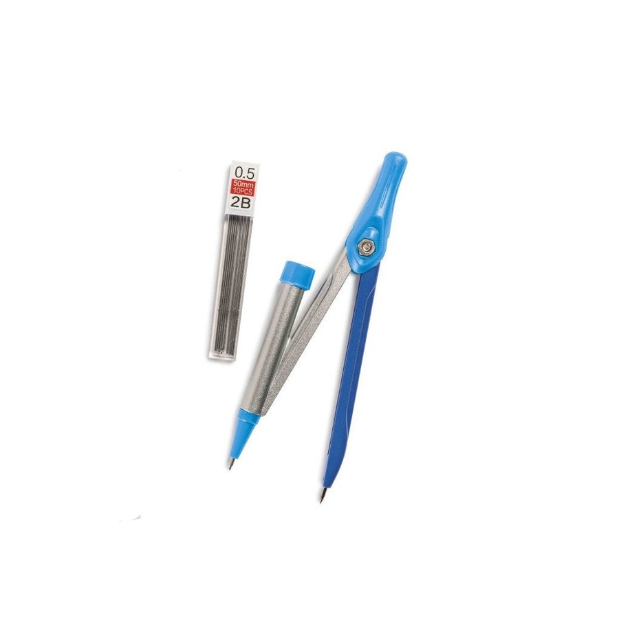 Carioca pack de bolsillo compass 0.5mm + recarga - compas ajustable con portaminas - kit de carga mina hb 0.5 -