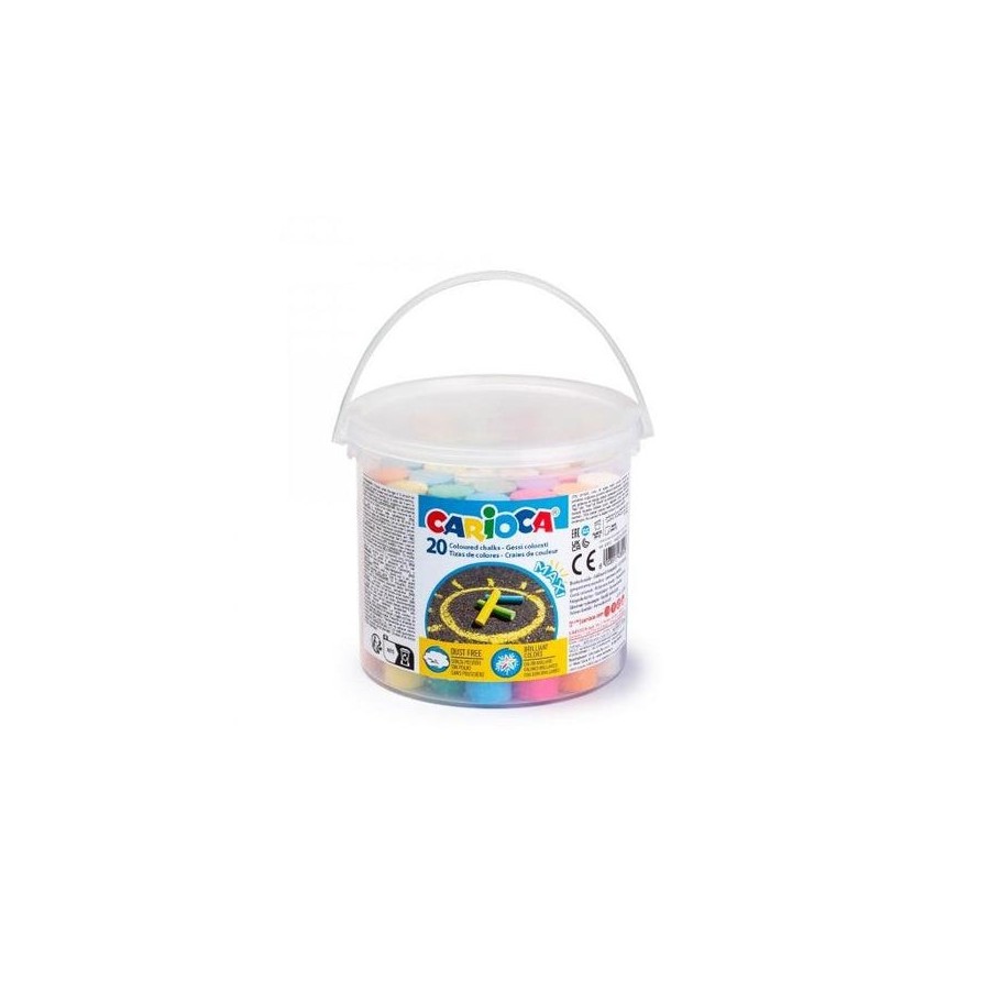 Carioca pack de 20 tizas maxi bote con asa - sin polvo - colores brillantes - lavables - faciles de borrar - color